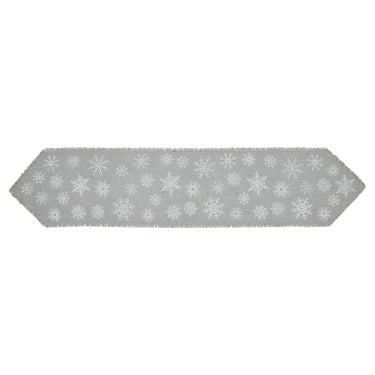 Yuletide Burlap Dove Grey Snowflake Runner 12x60 - The Fox Decor